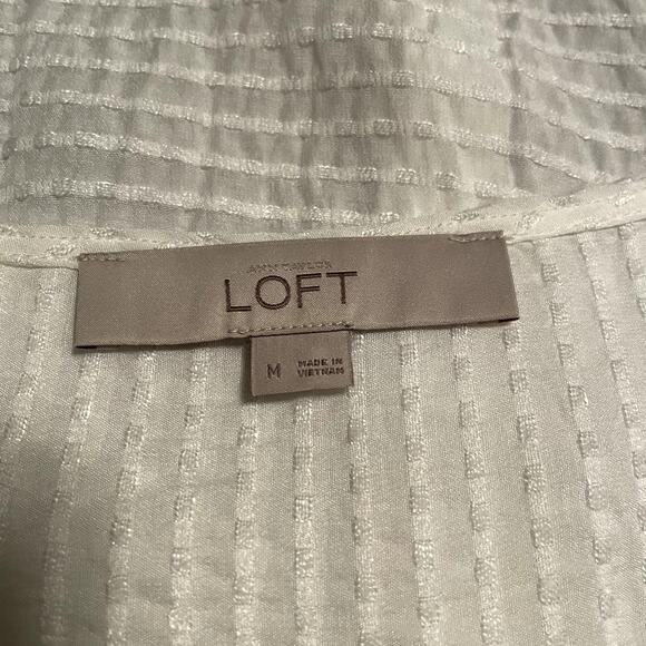 Loft White Embroidered Long Sleeve Blouse Womens Medium - Picture 6 of 9